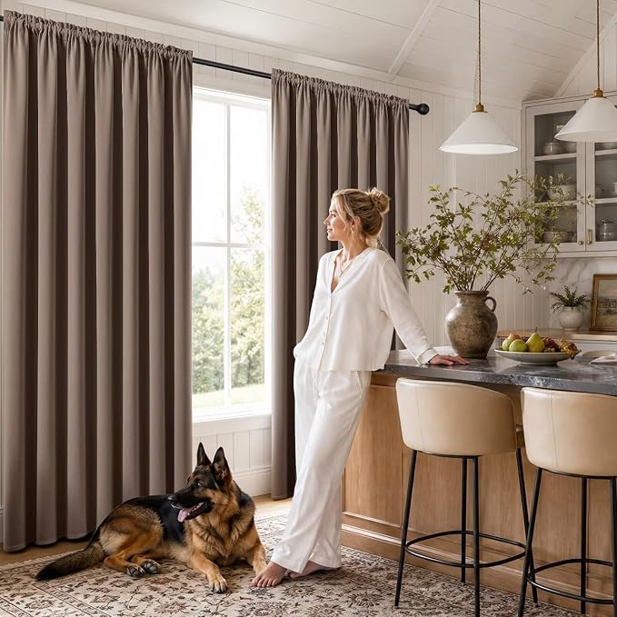 CUCRAF Khaki Blackout Curtains 108 inch Length 2 Panels Set, Rod Pocket Room - Image 6