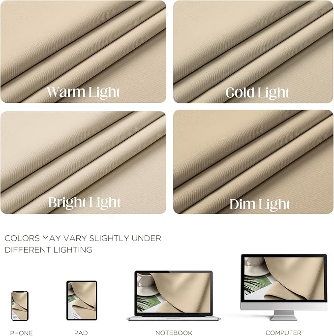 CUCRAF Light Beige Blackout Curtains 54 inch Length 2 Panels Set, Room - Image 4