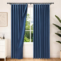 Etherealveil Navy Blue Pinch Pleated Blackout Curtains 2 Panels 60"x102" | Back by Etherealveil