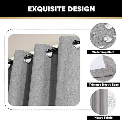 PrinceDeco 100% Blackout Curtains for Living Room Sliding Door Curtains Blackout Curtains 96 Inches Long Patio Curtains for Sliding Door Curtain,W100 X L96 Inch, Light Grey