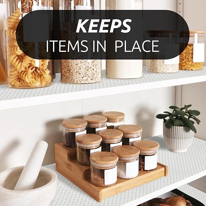 RAY STAR 12X120 Inch Shelf Liner for Kitchen Cabinets, Non-Adhesive Cabinet Liner Washable, PVC Drawer Liner for Dresser Non-Slip Bathroom (White Circle)(3 Roll)