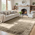 5x7 Fluffy Shag Area Rugs for Living Room Bedroom: Soft Carpet Gray Camel | by CarpetAddColortoYourLife