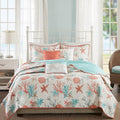 Madison Park Cotton Coastal Starfish Coral Queen Quilt Set, Down Alternative by MADISONPARK