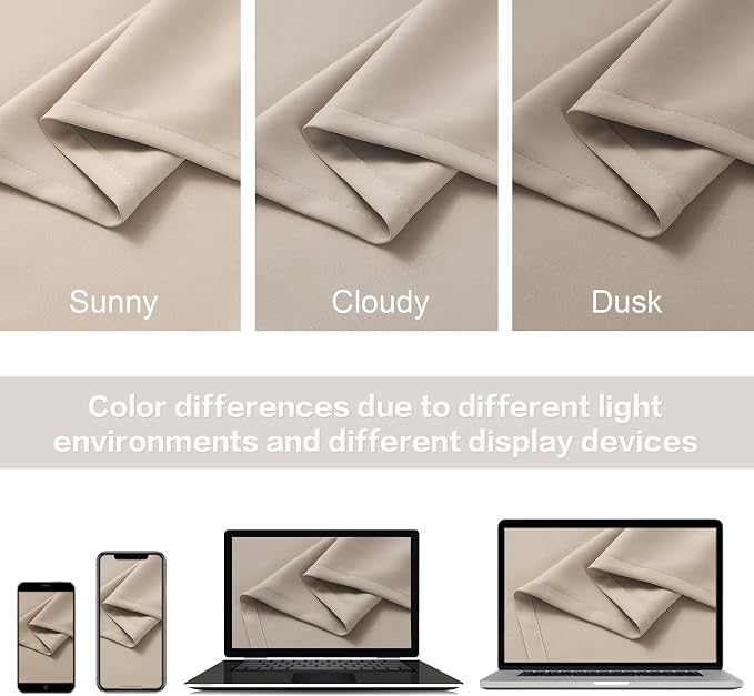 Taupe Room Darkening Curtains Short 2 Panels Set 45 Inch Length Light Coffee - Image 5