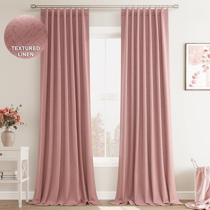 Joywell 100% Blackout Linen Curtains 108 Inch Long - Image 9