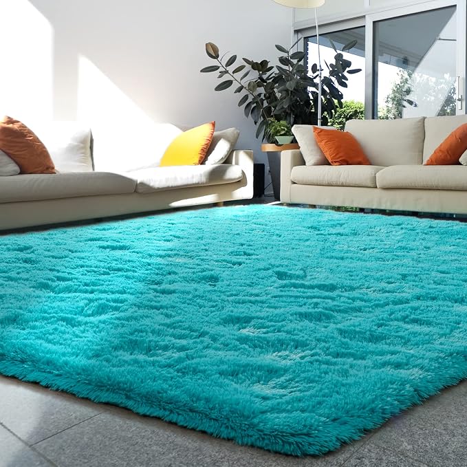 HOMORE 4x6 Area Rug for Bedroom Living Room, Turquoise Blue Rug for Kid Dorm | - Image 9