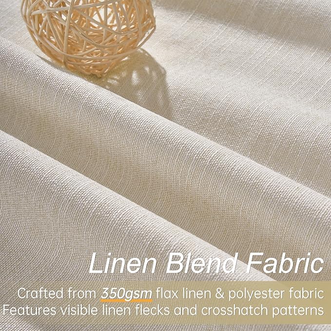 Topfinel 95 Inch Curtains Linen Blackout Curtains 2 Panel Set 100% Blackout - Image 2