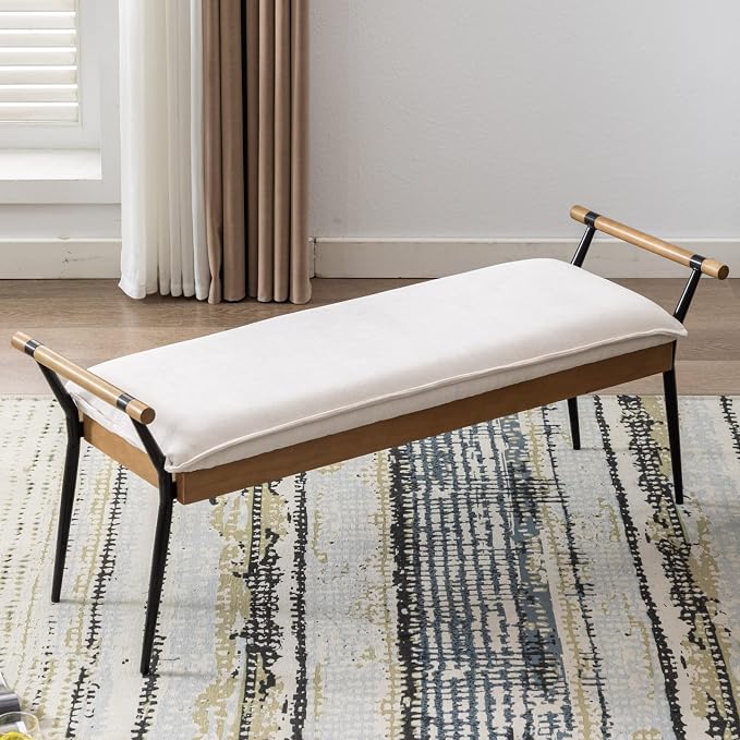 LukeAlon Modern Chenille Ottoman Bench - Image 9