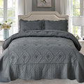 Cmfshape Floral Embroidery Quilt Set, 3 Pieces Queen Quilt Bedding Set by cmfshape-quiltset