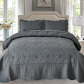 Cmfshape Floral Embroidery Quilt Set, 3 Pieces King Quilt Bedding Set, Classic by cmfshape-quiltset