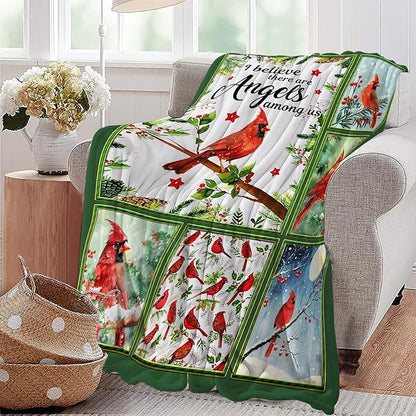 Cardinal Throw Blanket Red Birds Blankets Gifts for Couch Sofa Bed Stuff Decor Lightweight Cozy Fleece Plush Warm Flannel Bedding for Lover Men Women Adults 60"x80"