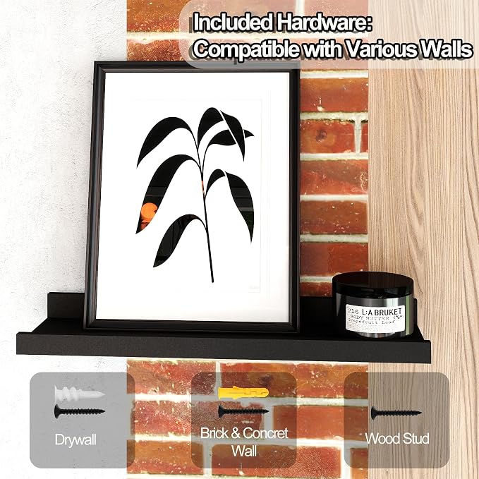 Small Black Floating Shelves for Wall, Shelf - Image 5