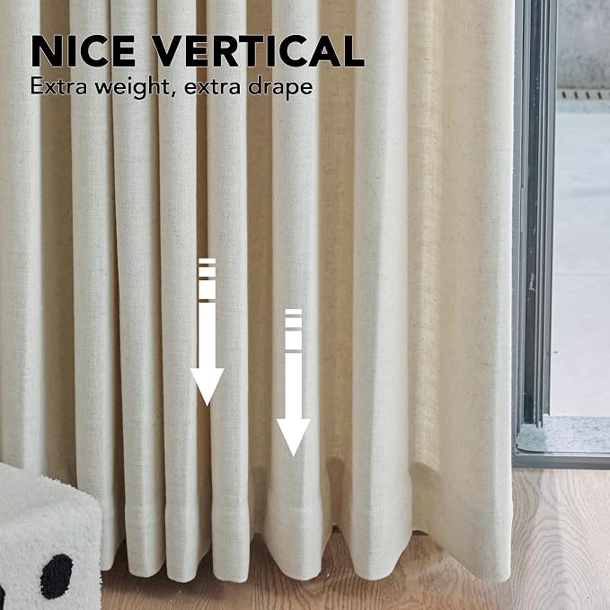 Deconovo Sheer Curtains, Light Filtering Linen Blend Drapes - Image 5