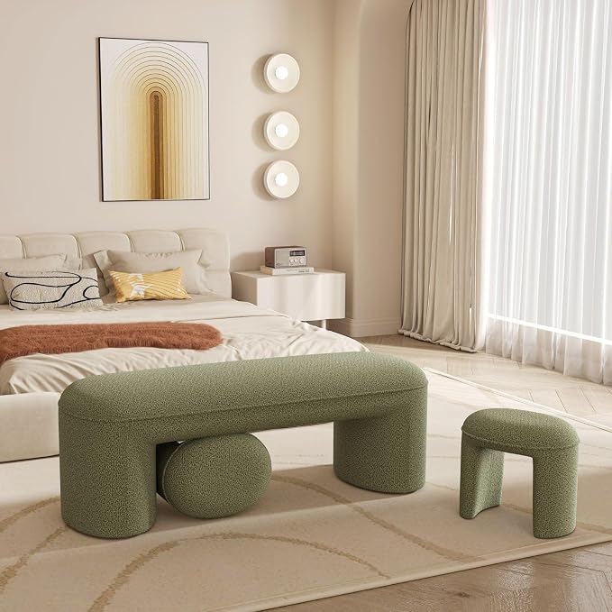53" Chenille End of Bed Bench Set by CHICAURA