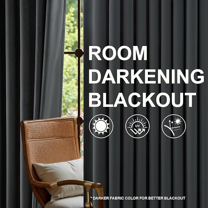Gray Blue Soft Velvet Pinch Pleat Curtains 90 Inches Long Room Darkening Light - Image 7