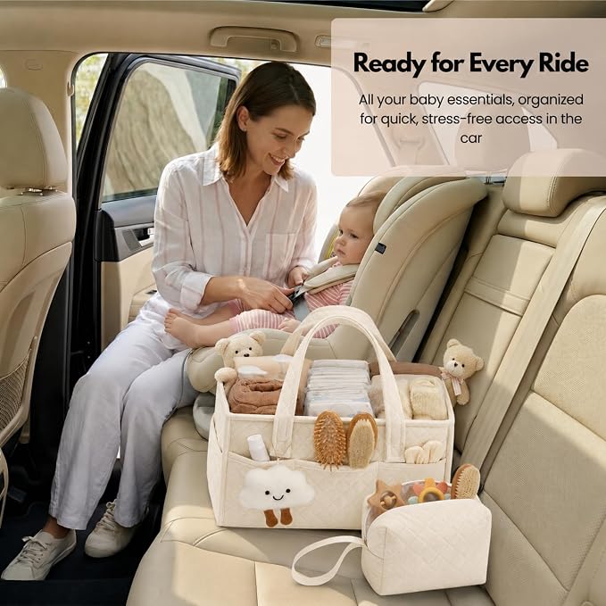 Baby Diaper Caddy Organizer, Baby Basket Shower Gift, Portable Changing Table - Image 5