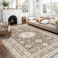 cotiled 9x12 Area Rug for Living Room, Traditional, Dark Brown | Soft by COTILED