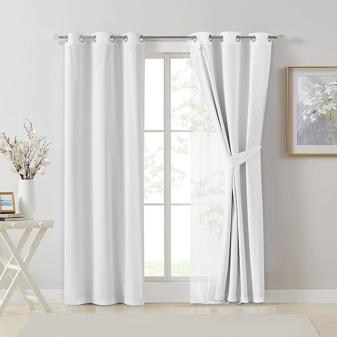 Bujasso White Full Blackout Curtain Panels - Image 4