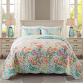 Floral Quilt Queen Quilt Set, Fade Resistant Microfiber Queen Quilt Bedding Set by Travan