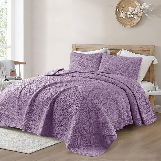 Exclusivo Mezcla Full Queen Quilt Set, Dusty Lavender | Lightweight Soft - Image 2
