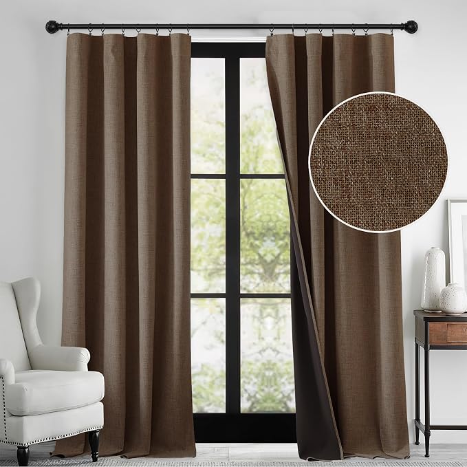 RYB HOME Brown 100% Blackout Curtains 84 Inches Long by RYBHOME
