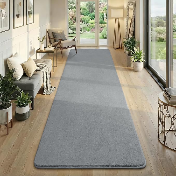 Modern Soft Hallway Runner Rug, 3x10 Feet Washable Long Runner Rugs | Grey - Image 7