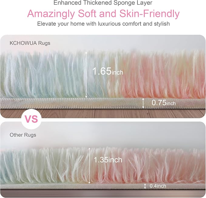 KICHOWUA 5x8 Thick Rainbow Unicorn Fluffy Shag Rug - Image 3