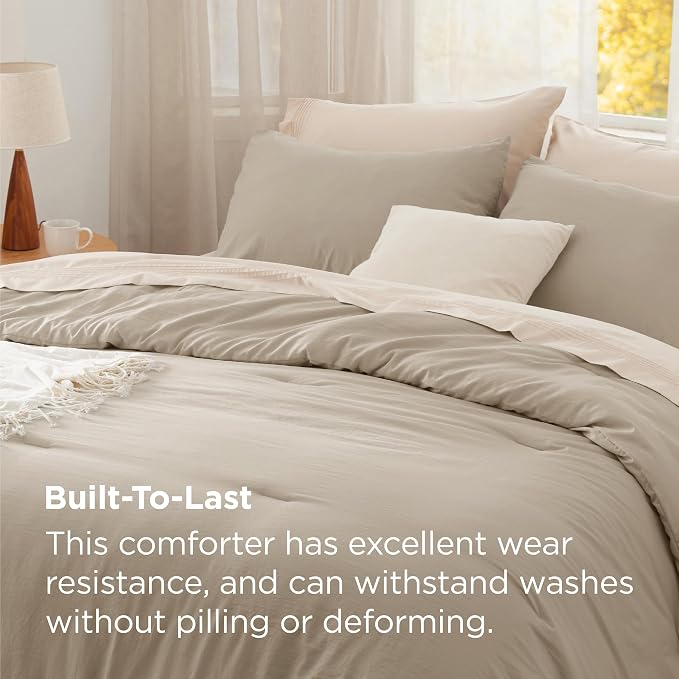 Bedsure California King Comforter Set, Sand Soft Prewashed Bedding - Image 3