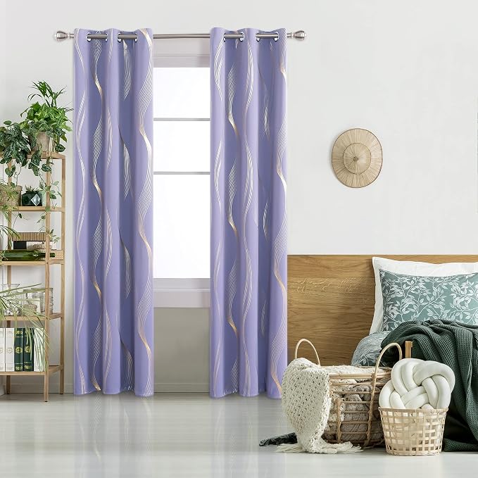 Deconovo Curtains for Living Room, Pattern Blackout Curtains 95 Inches Long | - Image 2