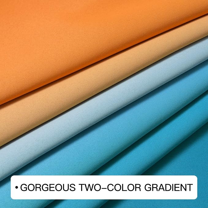 COSVIYA Grommet Ombre Blackout Orange and Blue Curtains, W52 x L96 inch | Room - Image 6