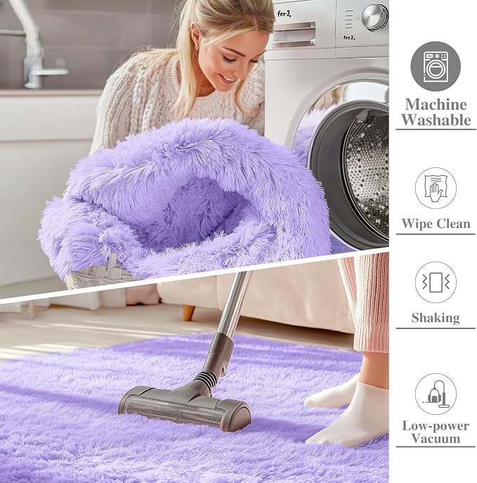 OLANLY Area Rugs for Living Room, Machine Washable 4x5.9 ft Soft Fluffy Shaggy - Image 2