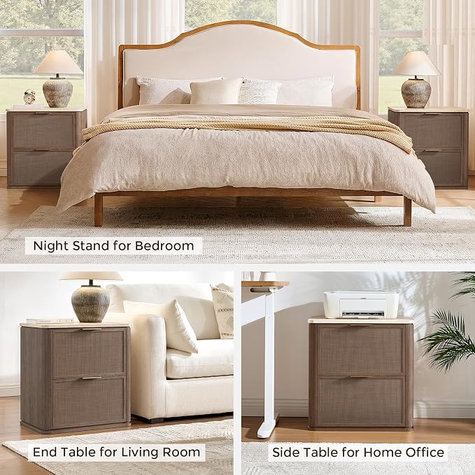 Night Stand, 23.11" W Rattan Nightstand - Image 6