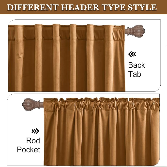 RYB HOME Bronze Velvet Curtains 96 inches - Image 2