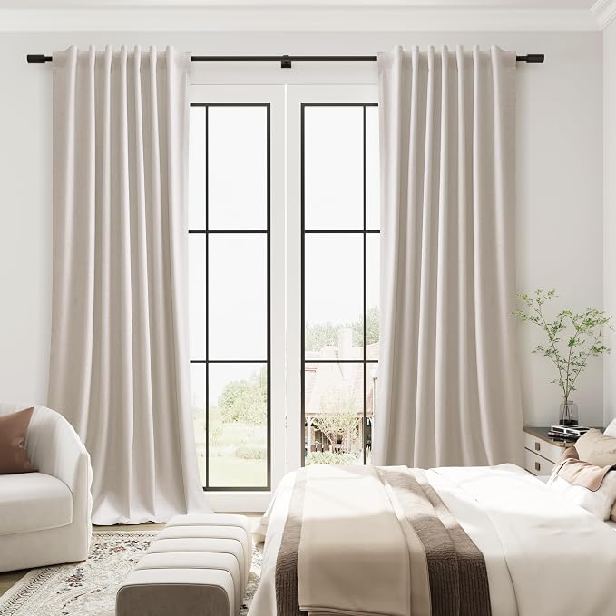 Cream 100% Linen Blackout Curtains - Image 4