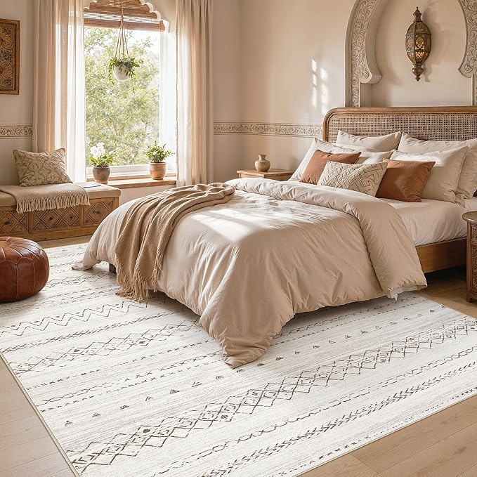 cotiled Boho 10x14 Area Rug for Living Room: Large Moroccan Washable Rug | - Image 6