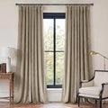 Beige Velvet Curtains for Sliding Door 108 inches, 2 Panels | Thermal Insulated by StangH