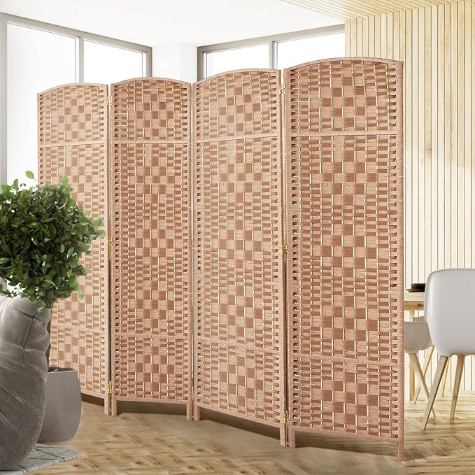 RHF Room Divider Panel, 4Panel Partition Room Dividers, Wall Divider, Natural | - Image 4