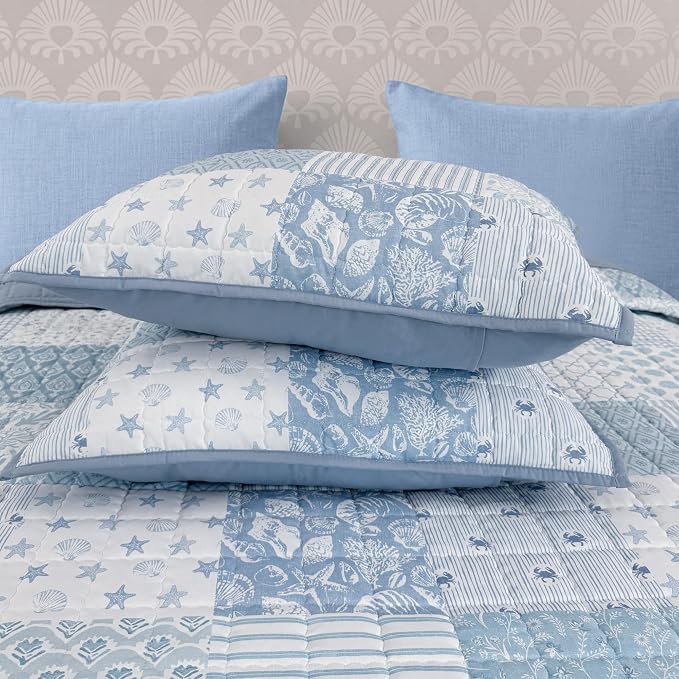 Twin/Twin XL Quilt Set-2 Pieces Soft Bedding Floral Patchwork Coverlet | All - Image 5