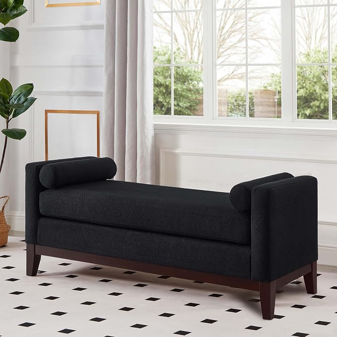 51” Bed Ottoman Bench for Bedroom, Boucle Upholstered End of The Bed Bench - Image 3