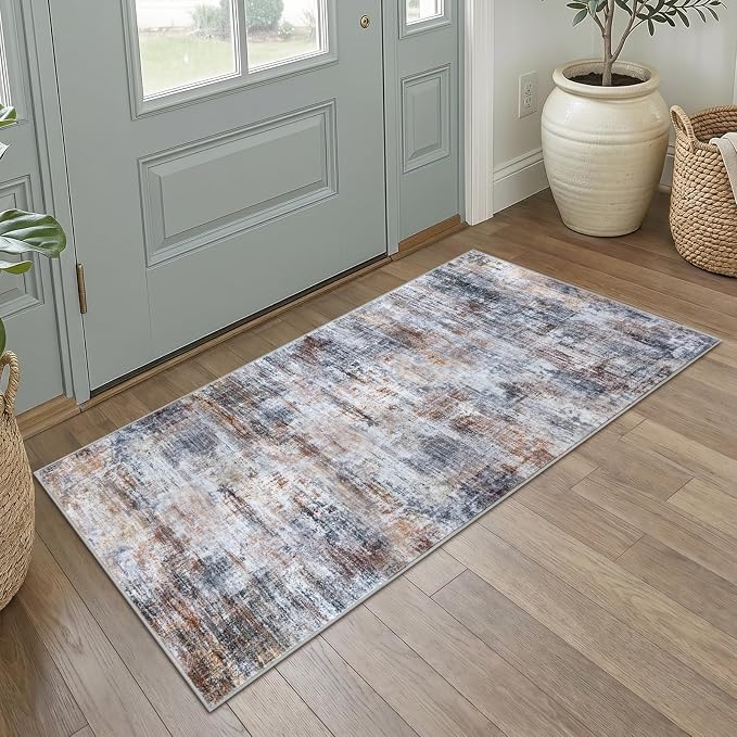 Abstract Runner Rug 2x4 Ft Entryway Rugs Washable Door Mat Indoor Entrance by iOhouze
