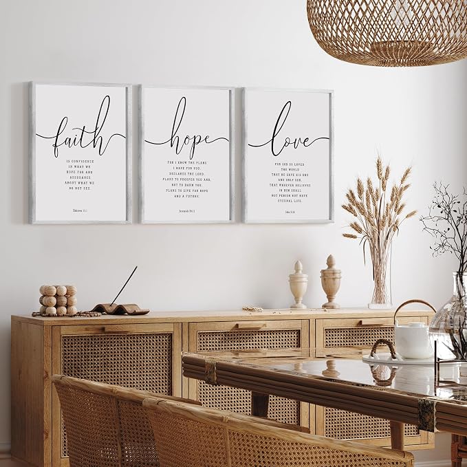 Houmury Set of 3 Framed Farmhouse Bible Verses Wall Decor Sign 11”x14” - Image 4