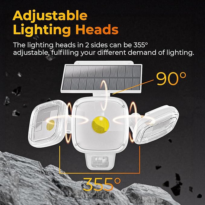 ESLIGHTION Solar Motion Sensor Outdoor Lights, 3 Modes LED Security Flood Light with Remote Control, IP65 Waterproof Solar Powered Outside Wall Light for Garden Patio Garage Yard (White, 2 Pack)