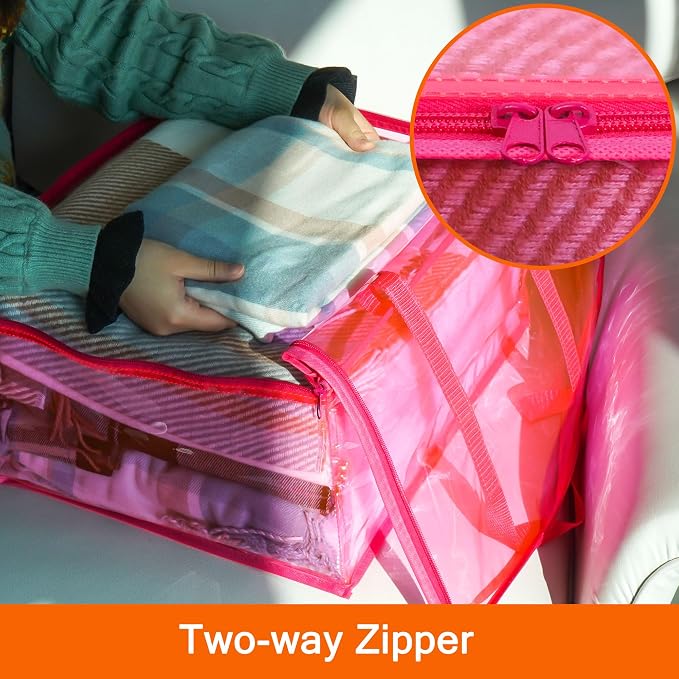 Pink 90L Clear Clothes Storage Bag - Image 5