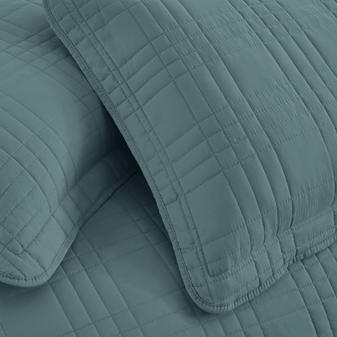 Chezmoi Collection Kingston King Size Bedspread Set, 3-Piece Blue Oversized - Image 6