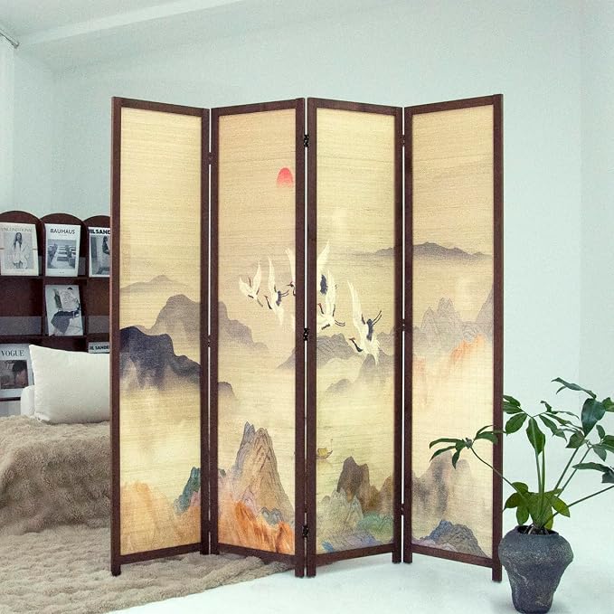 4 Panel Bamboo Room Divider, Versatile Folding Privacy Screen | Double-Sided - Image 3