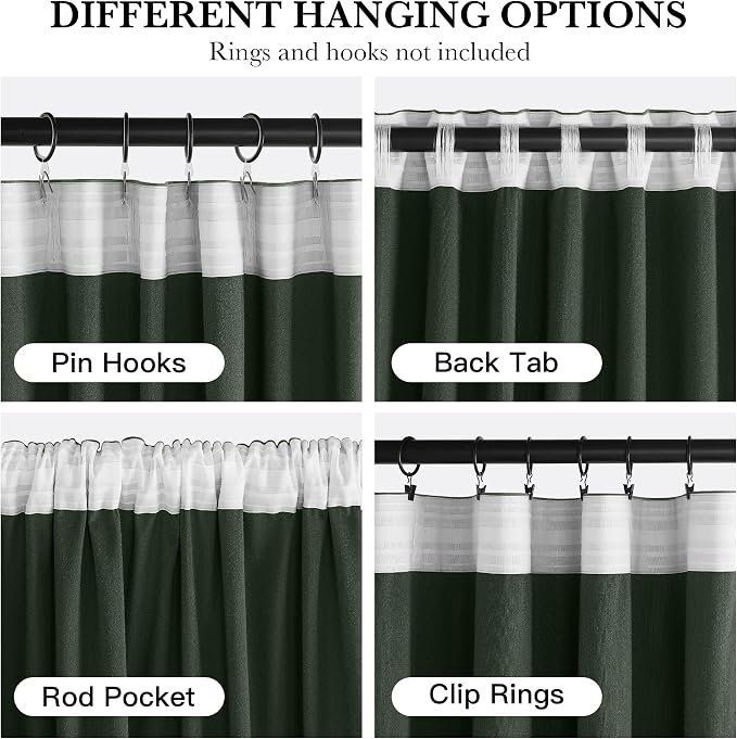 RYB HOME Green Velvet Curtains for Bedroom Living Room 80 inches Long | Room - Image 2