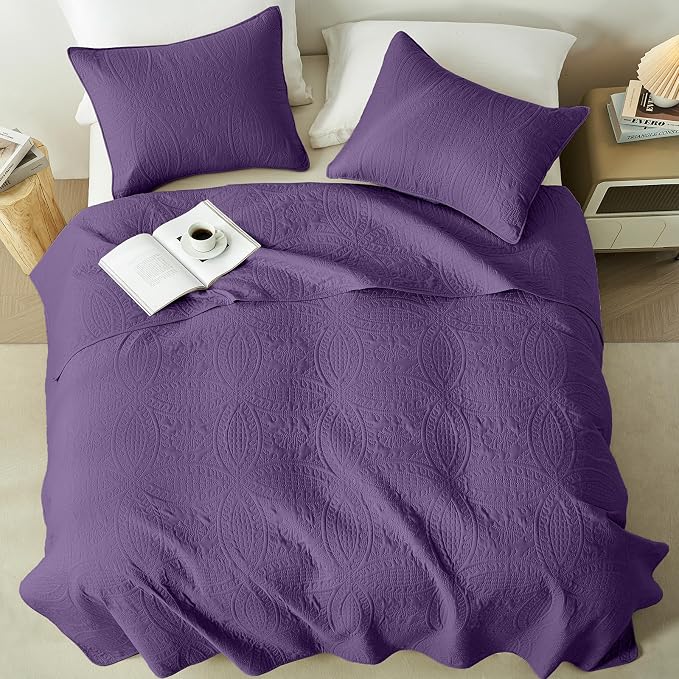 akkialla Purple Full/Queen Quilt Set, Ultrasonic Lightweight Bedspread Coverlet - Image 3