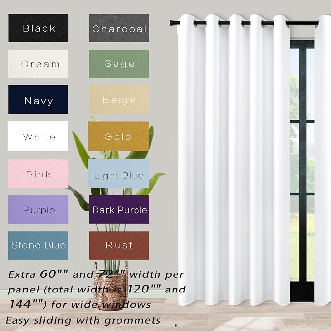 KOUFALL 90 Inch Curtains for Living Room, Extra Wide 72 in Width 72x90 Grommet - Image 2