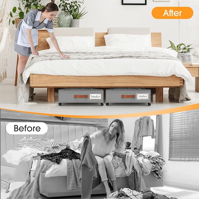 Under Bed Storage with Wheels 2Pack Storage Containers with Clear Window | - Image 6
