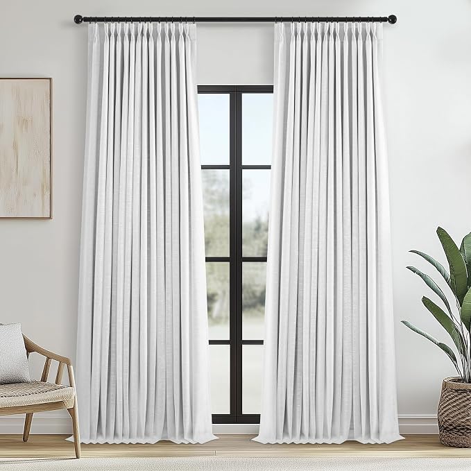 Ivory White Pinch Pleated 100% Blackout Curtains & Drapes 84 Inch Length 2 by Topfinel